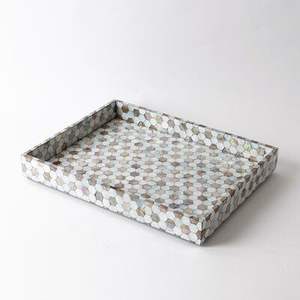 Unique Design Mother of Pearl Inlay Serving Tray with Handles Mosaic Capiz Decorative Tray for <b>Eid</b> <b>Gift</b> Ramadan Use Serving Tray - Product Image 5