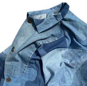 เสื้อแจ็คเก็ตเดนิมวินเทจสำหรับผู้ชายแบบพรีเมียม ตกแต่งด้วยผ้าปะติดปะต่อ สไตล์ลำลอง มีกระเป๋าหลายช่อง เหมาะสำหรับใส่ทำงานหรือใส่ลำลอง สไตล์ยูทิลิตี้ สำหรับผู้ชาย - Product Image 3