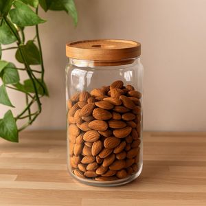 Pot en verre de qualité supérieure avec couvercle en bois pour une solution de rangement élégante et une utilisation à long terme dans la cuisine et la salle à manger - Product Image 6