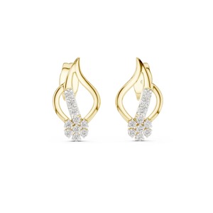 Minimalist Floral Design <b>Stud</b> <b>Earring</b> Fine Jewelry Women's Delicate <b>Earring</b> Round Moissanite Diamond <b>Earring</b> Gift For Her - Product Image 3