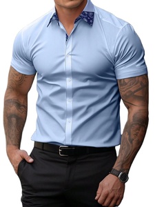 Chemise décontractée d'été pour homme, manches courtes, unie, respirante, écologique, 100% coton, qualité supérieure, prix abordable, design personnalisé - Product Image 6