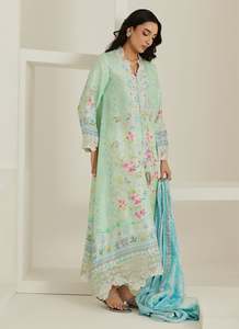 Sehr Co. International Pakistani Modern <b>Silk</b> Dresses for Women-Stylish Party & Wedding Wear Wrinkle Free Digital Print - Product Image 5