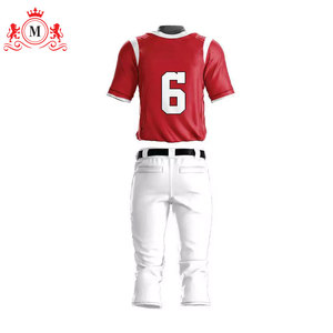 เสื้อเบสบอลสีแดงสำหรับผู้ชายพร้อมกางเกงสีขาวชุดยูนิฟอร์มวัสดุโพลีเอสเตอร์ระบายอากาศได้สำหรับผู้ใหญ่ - Product Image 5