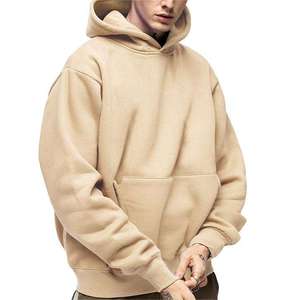 Sweat à capuche pour homme en coton épais 500 g/m² à épaules tombantes avec logo floqué – Écologique, hiver, impression personnalisée, service OEM - Product Image 1