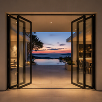 Porte pliante moderne en aluminium à rupture de pont thermique, insonorisée et isolée, idéale pour cuisine, chambre, école, villa, patio, balcon