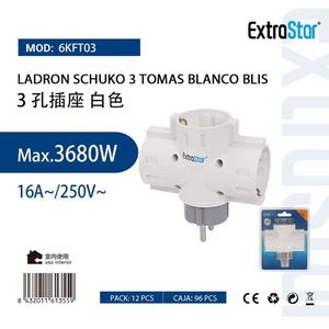 Presa a 3 Fori ExtraStar Bianca 16A 250V per Uso Interno - Product Image 1
