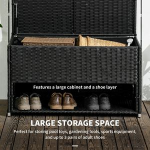 Contenitore Impermeabile in Rattan per Esterni, Porta Asciugamani da Patio con Rivestimento per Cuscini e Accessori Piscina, Cappotti da Donna - Product Image 4