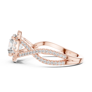 Anillo de Compromiso Vinson Project Elegante con Halo de Moissanita Creada en Laboratorio, Estilo Art Deco, Acero Inoxidable, Corte Central, Tallo Trenzado con Pavé, Certificado GRA - Product Image 2