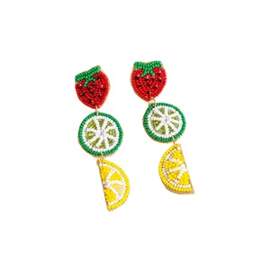 Boucles d'oreilles pendantes élégantes en perles de rocaille brodées à motif floral, cadeau de mode - Product Image 4
