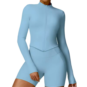 Ensemble de vêtements de sport slim pour femmes avec haut dos nageur et pantalon de yoga extensible dans les quatre sens – Tenue de gym pour femmes – Vente en gros - Product Image 2