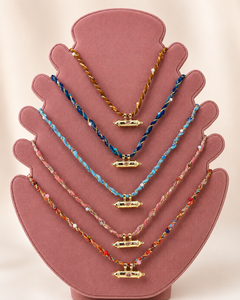 Handmade Bohemian Braided <b>Cord</b> <b>Necklace</b> Gold-Tone Pendant Freshwater Pearl Colorful Beads Unisex Custom Fashion - Product Image 2