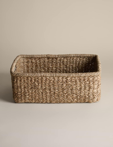 Panier de rangement rectangulaire en jonc de mer écologique, tressé à la main, naturel, pour la maison, la chambre, la salle de bain, vente en gros, fournitures en vrac - Product Image 5
