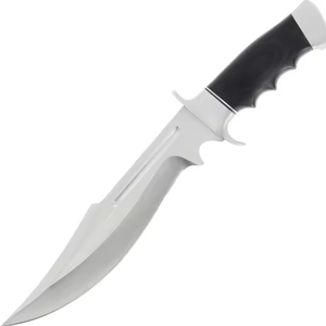 Cuchillo de caza Bowie de hoja puntiaguda de acero de Damasco hecho a mano, nuevo, OEM, al por mayor, con mango de madera exótica verde y latón, de Prestige Blades - Product Image 1