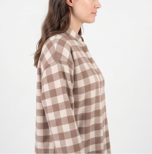 Women's Plaid Button Up Long Sleeve <b>Shirt</b> Loose Fit Casual 100%Cotton <b>Flannel</b> Night Suit Soft Comfortable Night Suit <b>Ladies</b> - Product Image 4