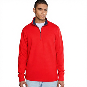 OEM Wholesale Top Trending Sweatshirt Men's <b>Shirt</b> Quarter <b>Zip</b> Fleece Pullover Regular Fit Solid Color Casual Sweatshirt - Product Image 6