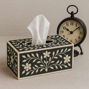 Porte-serviettes en bois avec incrustation d'os carré de taille personnalisée nouveau design de boîte à mouchoirs en papier à bas prix fabriqué en Inde - Product Image 4