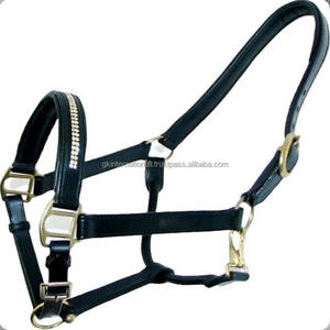 Made in India Black & Havana Brown English Leather <b>Horse</b> Halter with Soft Padding & Durable Stitching Heavy Duty <b>Brass</b> Fittings - Product Image 6
