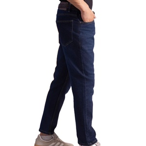 Jeans en denim délavé foncé coupe slim, pantalon en jean bleu extensible en coton, vêtements décontractés pour hommes, mode quotidienne - Product Image 6