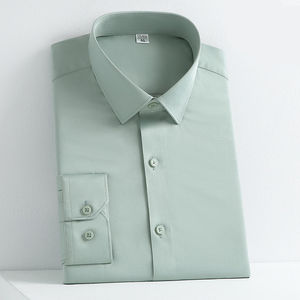 Camisas de Vestir para Hombre Resistentes a las Arrugas, Manga Larga, Cierre de Botones, Camisas Formales de Negocios para Hombre, Color Sólido Teñido - Product Image 3