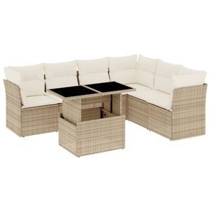 Ensemble de canapés de jardin en rotin PE beige avec structure en acier thermolaqué et verre trempé - Product Image 2