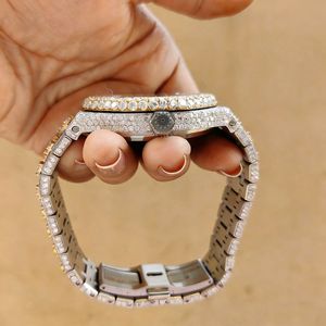 Splendid <b>Gift</b> Jewelry Luxury Diamond Watch 28mm Silver Moissanite Analog ETA Quartz Movement Sapphire Crystal Hidden Clasp - Product Image 4