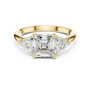 High Quality Trio <b>Ring</b> With Asscher & Trillion Cut Lab Grown Diamond <b>Ring</b> Wholesale Price Jewelry <b>Crafted</b> From 14K Yellow Gold - Product Image 3
