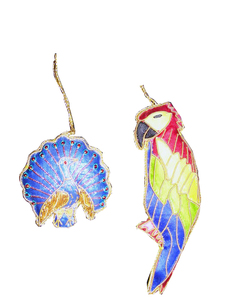 Décoration de Noël personnalisée en gros : Ornements suspendus Paon et Perroquet avec motifs brodés en tissu - Product Image 3