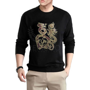 Sweat-shirt pour homme entièrement personnalisable, imprimé et décoré de strass, en molleton de coton doux, style streetwear avec col rond - Product Image 3