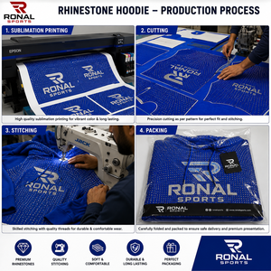 เสื้อฮู้ดดี้ผู้ชายแบบซันเฟด ตกแต่งด้วยคริสตัลฮอตฟิกซ์ หนัก 500GSM ซิปหน้า ปักลาย สตรีทแวร์ ลุคดิสเทรส ซักฟอก - Product Image 5
