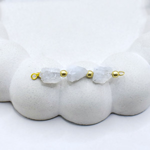 Moonstone Connector Three Stone With <b>Beaded</b> Charm Connector Handmade Gold Plated Birthstone Jewelry Gift For Her - Product Image 2