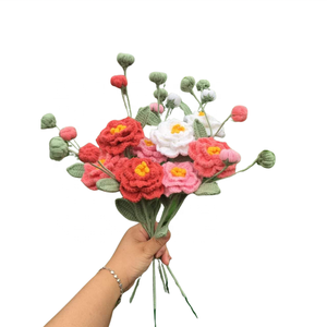 Tendance chaude En Gros Jolie Camélia Crochet Fleur À La Main Tricoté À La Main Crochet Fleur Multi Couleur Cadeau ou Décoration Fleur - Product Image 1