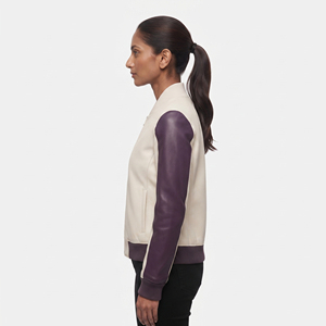 Women PU Leather <b>Zip</b>-<b>Up</b> Crew Neck Bomber <b>Jacket</b> with Front Logo Option Reversible & Eco-Friendly Winter Design - Product Image 3