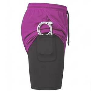 Mezclas de poliéster y elastano para mayor elasticidad. Algunos estilos incluyen un forro interior para mayor comodidad y cobertura. Pantalones cortos deportivos con malla. - Product Image 2
