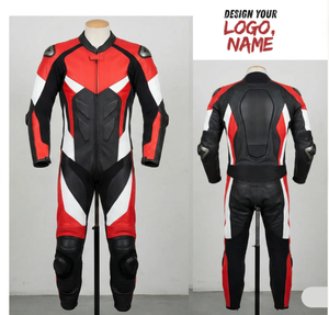 Combinaison de course moto personnalisée en cuir, avec nom et logo, faite à la main, équipement de protection CE - Product Image 1