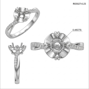 Hongkong แหวนหมั้นแบบกึ่งเม้าท์สำหรับผู้หญิง18K สีพื้นสีขาวทองแท้ VS Si มีการตั้งค่าง่ามเพชรแบบกึ่งเม้าท์คุณภาพดี - Product Image 6