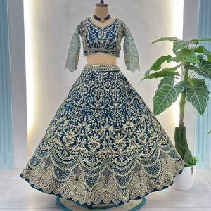 Dernier modèle de Lehenga Choli traditionnel pour femme, en tissu filet papillon, avec broderie de paillettes, en matériaux recyclés, ensemble avec dupatta pour fête de Diwali - Product Image 1