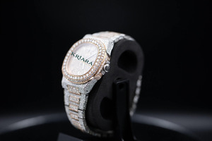 Montre pour homme en moissanite de qualité supérieure, montre-bracelet de luxe avec boîtier en acier inoxydable et chronométrage de précision - Product Image 2