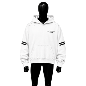 Sweat à capuche blanc surdimensionné personnalisé pour homme, effet vieilli, qualité supérieure, coupe décontractée, style streetwear urbain, skater, hip-hop - Product Image 1