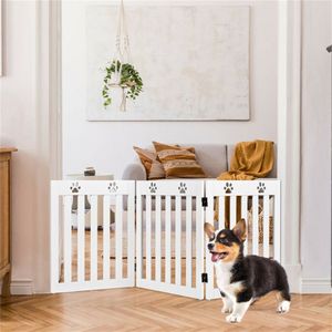 Cancelletto Moderno per Animali Domestici a 3 Pannelli da 24FT in Plastica ABS con Motivo Animale in Ferro e Chiusura a Bottone per Soggiorno - Product Image 1