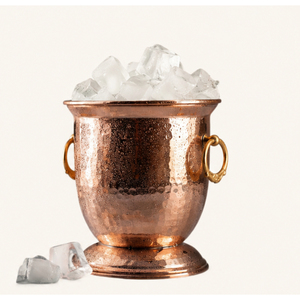Seau à glace vintage en cuivre martelé avec poignées en anneau, refroidisseur à vin en acier inoxydable à double paroi pour bar à domicile et restaurant d'hôtel - Product Image 3
