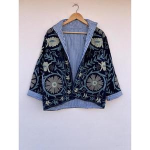 Stylish Premium Quality Winter Cotton Velvet Embroidered Vintage Floral Suzani Style Bohemian Reversible <b>Jacket</b> Gift for Her - Product Image 2