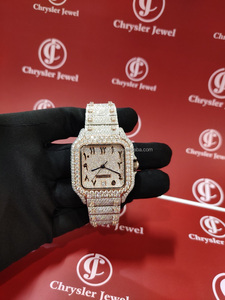 Mejor precio calidad personalizado hecho a mano DEF VVS Moissanite diamante Iced Hip Hop reloj mujer movimiento automático acero inoxidable - Product Image 2