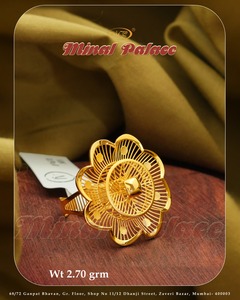 Exquisite Classic 22 K Yellow <b>Gold</b> Floral Filigree Hall Mark Certified <b>Cocktail</b> <b>Ring</b> Women Elegant Handcrafted Mesh Design - Product Image 2