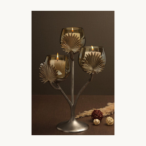 Modern Metal Candelabra With Three <b>Glass</b> Candle Holder Stylish New Design Decorative Table Centerpiece Candle Holder - Product Image 1