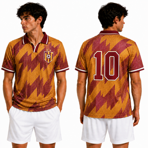 Camiseta de Fútbol Retro Deportiva, Uniforme Personalizado, Estilo Vintage, con Bloques de Color, Cuello y Solapa a Rayas, Diseño a Medida, Duradera, Ventilada y de Secado Rápido - Product Image 3