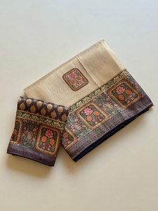 Dupatta de seda reversible con motivos florales y borde decorativo para bodas, bufanda larga tradicional india y pakistaní para mujer - Product Image 1