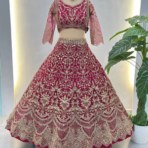 Lehenga para Mujer, Elegancia Real, Tradicional, para Bodas de Invierno, Color Morado, Talla 2XL, Bordado Intrincado, Tonos Ricos, Artesanía Atemporal - Product Image 1