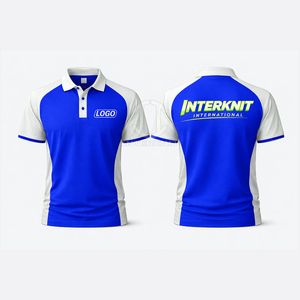 Interknit Men's Red <b>White</b> <b>Polo</b> Shirt Short Sleeve Knitted Polyester Breathable Casual Design Heat Transfer Printed Logo Front - Product Image 6