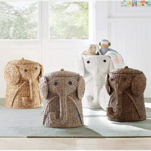 Cestas de lavandería creativas con forma de elefante, tejidas con tapa, hechas de jacinto de agua natural, fabricadas en Vietnam. - Product Image 5