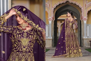 Robe Anarkali de mariée verte, lourdement brodée, avec voile, longueur ras du sol, pour femmes, idéale pour les mariages et les fêtes - Product Image 5